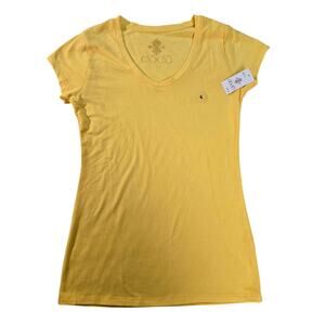Dodo Women’s Large Yellow V-Neck Basic T-Shirt Short Sleeve Tee NWT